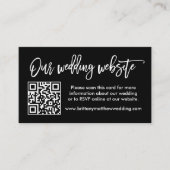 Brush Script Wedding Website QR Foto Black Begleitkarte (Vorderseite)