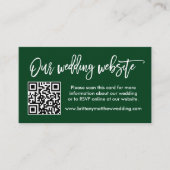 Brush Script Wedding Website QR Foto Green Begleitkarte (Vorderseite)
