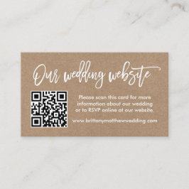 Brush Script Wedding Website QR Foto Kraft Begleitkarte
