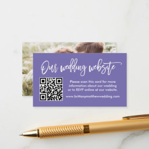 Brush Script Wedding Website QR Foto Periwinkle Begleitkarte