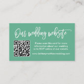 Brush Script Wedding Website QR Neo Mint Green Begleitkarte (Vorderseite)