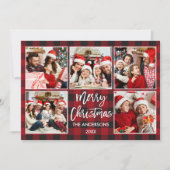 Brush Script Weihnachten 5 Foto Rot Kariert (Vorderseite)