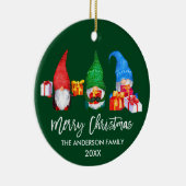 Brush Script Weihnachten Wasserfarben Gnomes Green Keramik Ornament (Rechts)