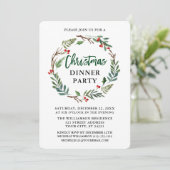 Brush Script Weihnachts-Party Watercolor Wreath Einladung (Stehend Vorderseite)