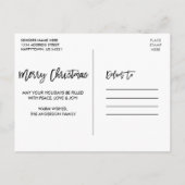 Brush Script Weihnachtsfamilie 5 Foto Grün Postkarte (Rückseite)