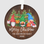 Brush Script Weihnachtsweihnachtsleuchten Gnomes Ornament (Rückseite)