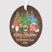 Brush Script Weihnachtsweihnachtsleuchten Gnomes Ornament (Vorderseite)