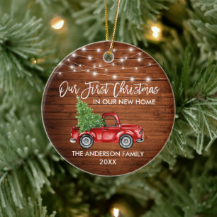 Brush Script Wohn 1. Weihnachts Zuhause Lights Keramik Ornament