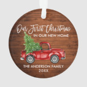 Brush Script Wohn Erstweihnacht New Zuhause Truck Ornament (Rückseite)