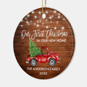 Brush Script Wood 1. Weihnachtsweihnachtsbeleuchtu Keramik Ornament (Links)