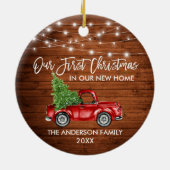 Brush Script Wood 1. Weihnachtsweihnachtsbeleuchtu Keramik Ornament (Hinten)