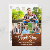 Brush Script Wood 4 Foto Abschluss Vielen Dank Postkarte (Vorne/Hinten)