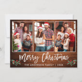 Brush Script Wood Greenery 3 Foto Weihnachten (Vorderseite)