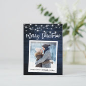 Brush Script Wood Instant Camera Weihnachten Postkarte (Stehend Vorderseite)