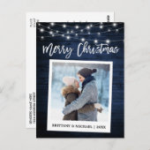 Brush Script Wood Instant Camera Weihnachten Postkarte (Vorne/Hinten)