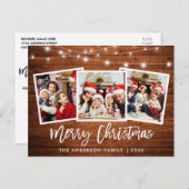 Brush Script Wood Lights 3 Foto Weihnachtsstar Postkarte (Vorne/Hinten)
