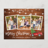 Brush Script Wood Lights Lights Truck 3 Foto Weihn Postkarte (Vorderseite)