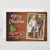 Brush Script Wood Vintag Truck Foto Weihnachten (Vorderseite)