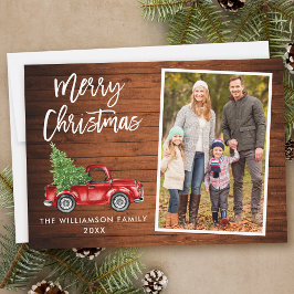 Brush Script Wood Vintag Truck Foto Weihnachten