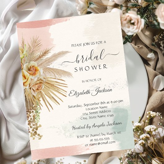 Brush Stroke, Boho Blume Brautparty Einladung