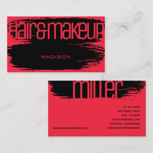 Brush Stroke Bright Pink Glamour Luxus Schönheit Visitenkarte (Vorne/Hinten)