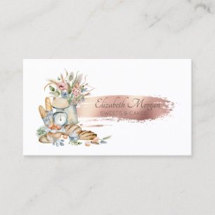 Brush Stroke Floral Rustikale Breads Visitenkarte