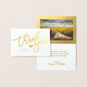 Brush Stroke Gold Foil DANK YOU Wedding   FOTO Folienkarte