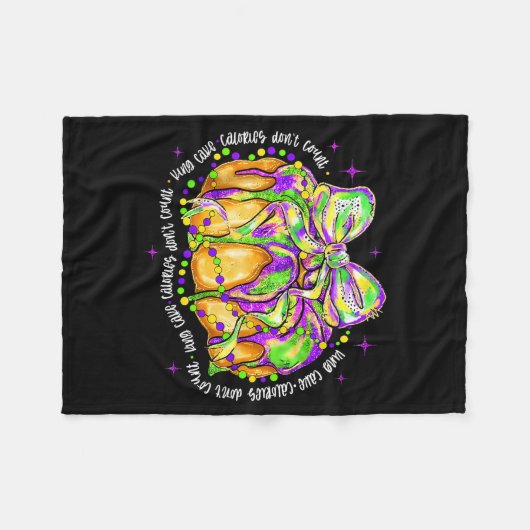Brush Stroke King Cake Bow Funny Mardi Gras Beads  Fleecedecke (Vorderseite (Horizontal))