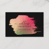 Brush Stroke Pink Gold auf Black Event Plane Visitenkarte (Vorderseite)