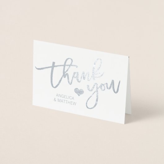 Brush Stroke Silver Foil DANKEN SIE Hochzeit | FOT Folienkarte (Vorderseite)