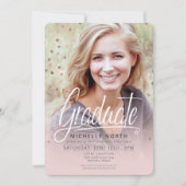 Brush Strokes & Confetti Rose Gold ID511 Einladung (Vorderseite)