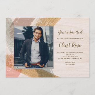 Brush Strokes Foto Geburtstagsparty Einladung