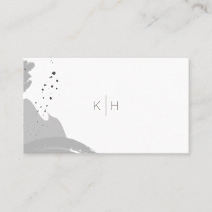 Brush Strokes Monogram Gray Business Card Visitenkarte