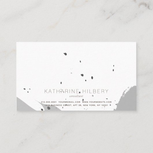 Brush Strokes Monogram Gray Business Card Visitenkarte (Rückseite)