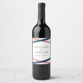 Brush Strokes Wedding Wine Label | Navy Coral Weinetikett (Vorderseite)