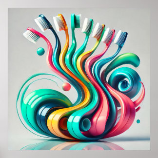 Brush Symphony. Abstrakte Zahnbürste Poster