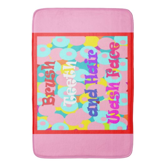 Brush Teeth Hair Wash Fan Spaß Kinder helles Desig Badematte (Vorderseite Vertikal)