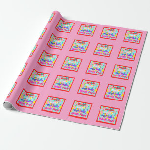 Brush Teeth Hair Wash Fan Spaß Kinder helles Desig Geschenkpapier