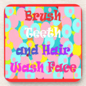 Brush Teeth Hair Wash Fan Spaß Kinder helles Desig Getränkeuntersetzer (Vorderseite)