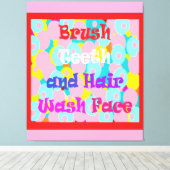 Brush Teeth Hair Wash Fan Spaß Kinder helles Desig Leinwanddruck (Insitu (Holzboden))