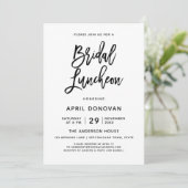 Brush Typografie Bridal Luncheon Einladung (Stehend Vorderseite)