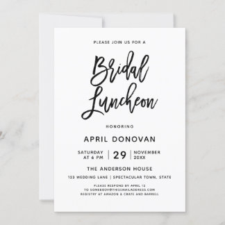 Brush Typografie Bridal Luncheon Einladung