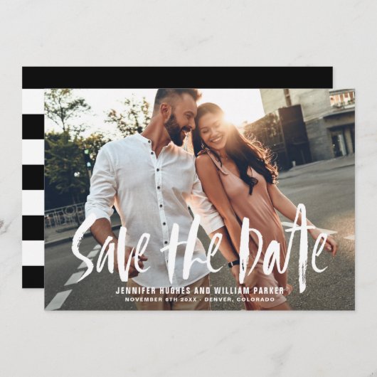 Brush Typografy Foto Ankündigung Datum freihalten (Vorne/Hinten)