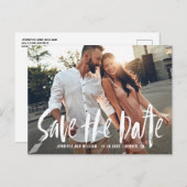 Brush Typografy Foto Save the Date Postkarte (Vorne/Hinten)