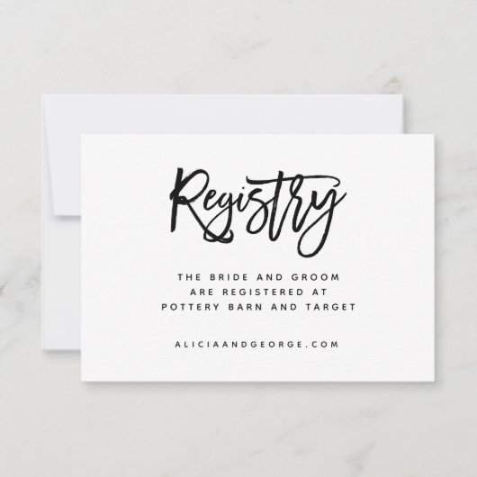 Brush Typografy Registry Card Einladung (Vorderseite)