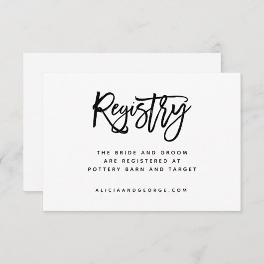 Brush Typografy Registry Card Einladung (Vorne/Hinten)