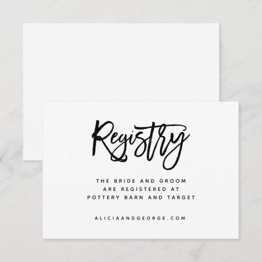 Brush Typografy Registry Card Einladung (Vorne/Hinten)