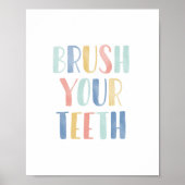 Brush Your Teeth Colorful Kids Bathroom Poster (Vorne)