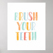 Brush Your Teeth Colorful Kids Bathroom Poster (Vorne)