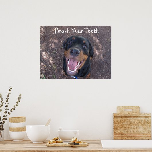 Brush Your Teeth Rottweiler Puppy Poster (Küche)